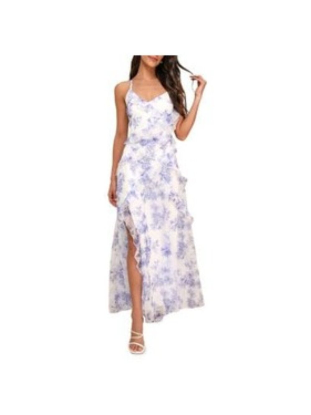 Floral Ruffle Slit Maxi Dress